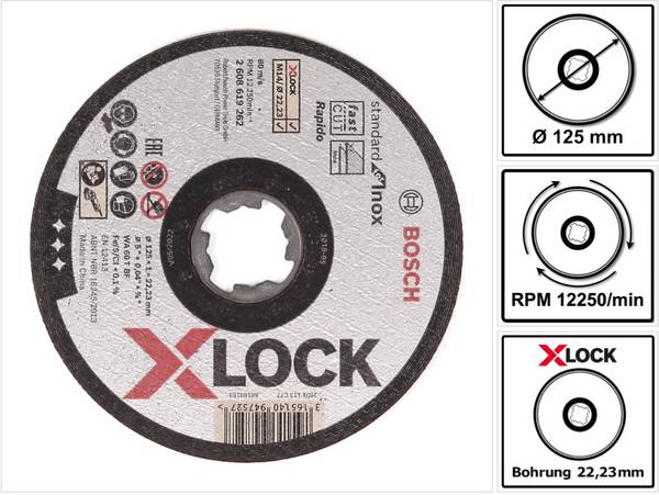 Bosch Trennscheiben X-LOCK 125 x 22,23mm Standard for Inox ( 2608619267 )