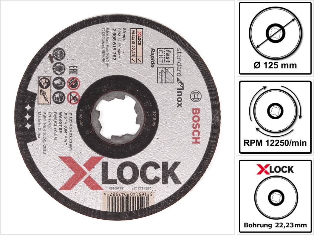 Bosch Trennscheiben X-LOCK 125 x 22,23mm Standard for Inox ( 2608619267 )-0