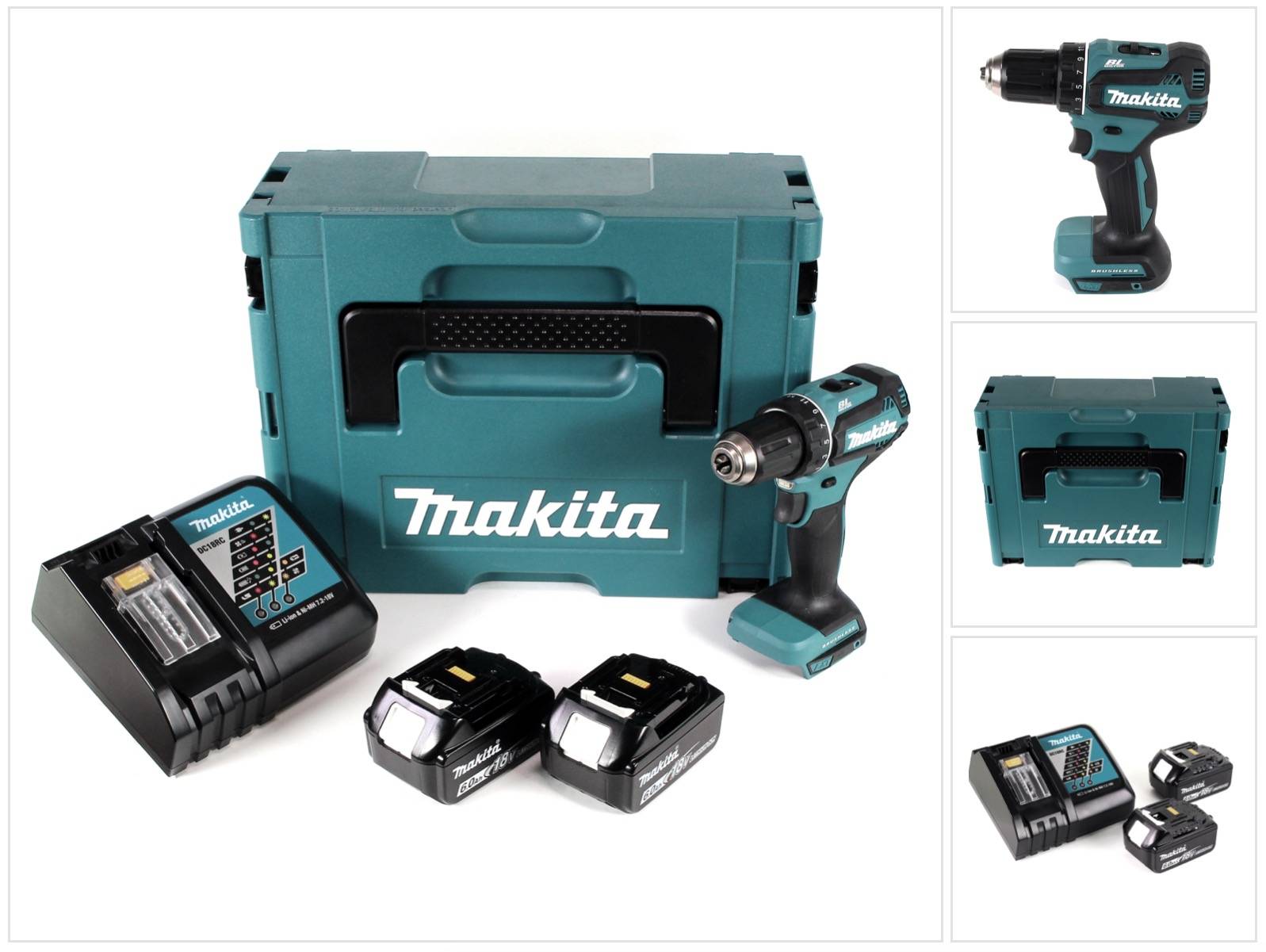 Makita DDF 485 RGJ Akku Bohrschrauber 18V 50Nm im Makpac + 2x 6,0 Ah Akku + Ladegerät-0