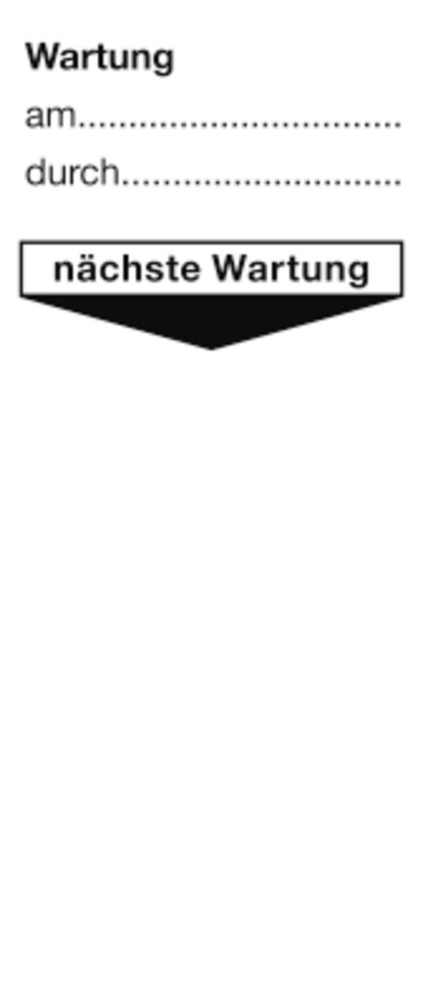 Grundplakette Wartung am durch nächste Wartung, Folie, 40x95 mm, 10 Stück/Bogen