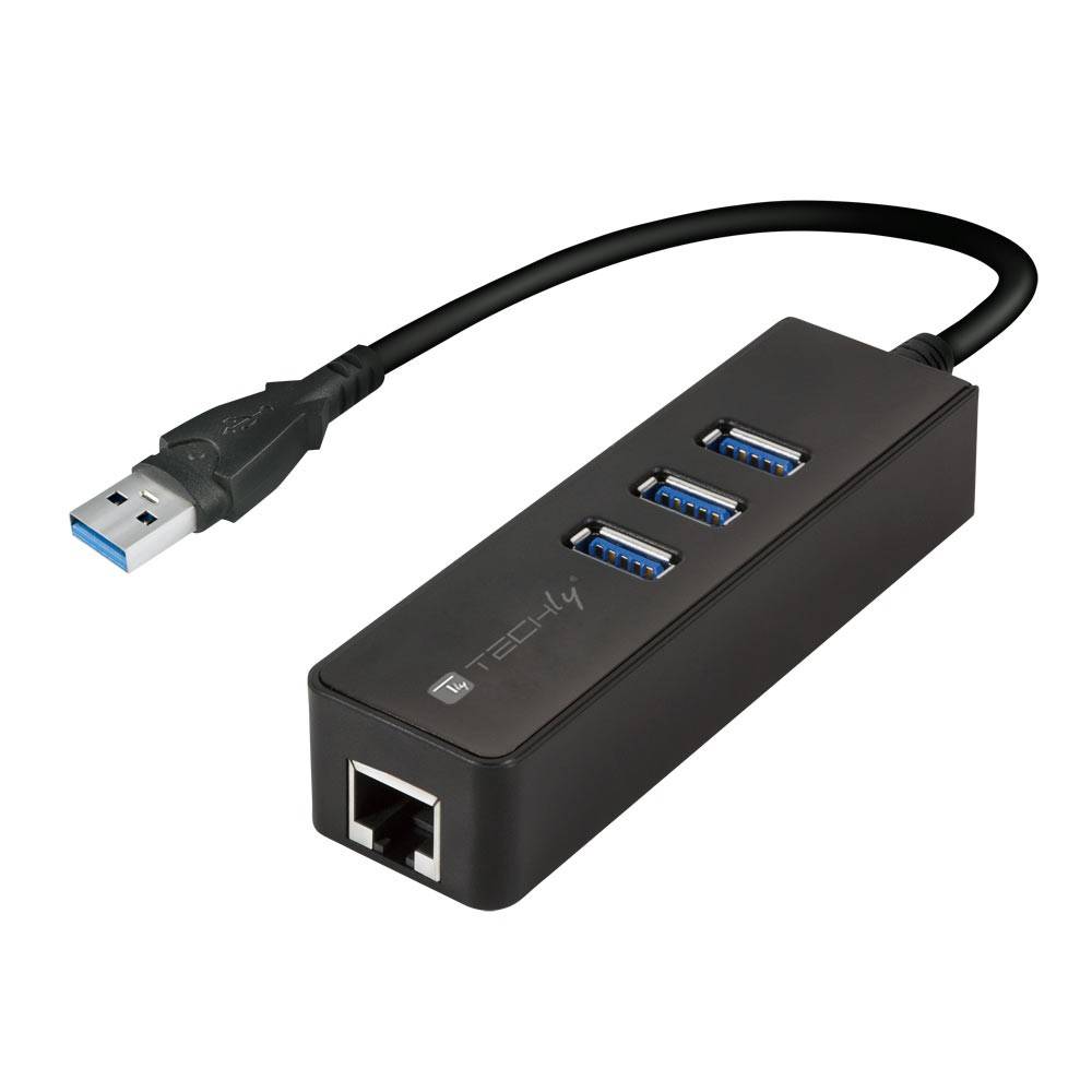 TECHly USB 3.2 Gen 1 (USB 3.0) Konverter [1x USB 3.2 Gen 1 Stecker A (USB 3.0) - 1x RJ45-Buchse] IDATA-USB-ETGIGA-3U2 14-3