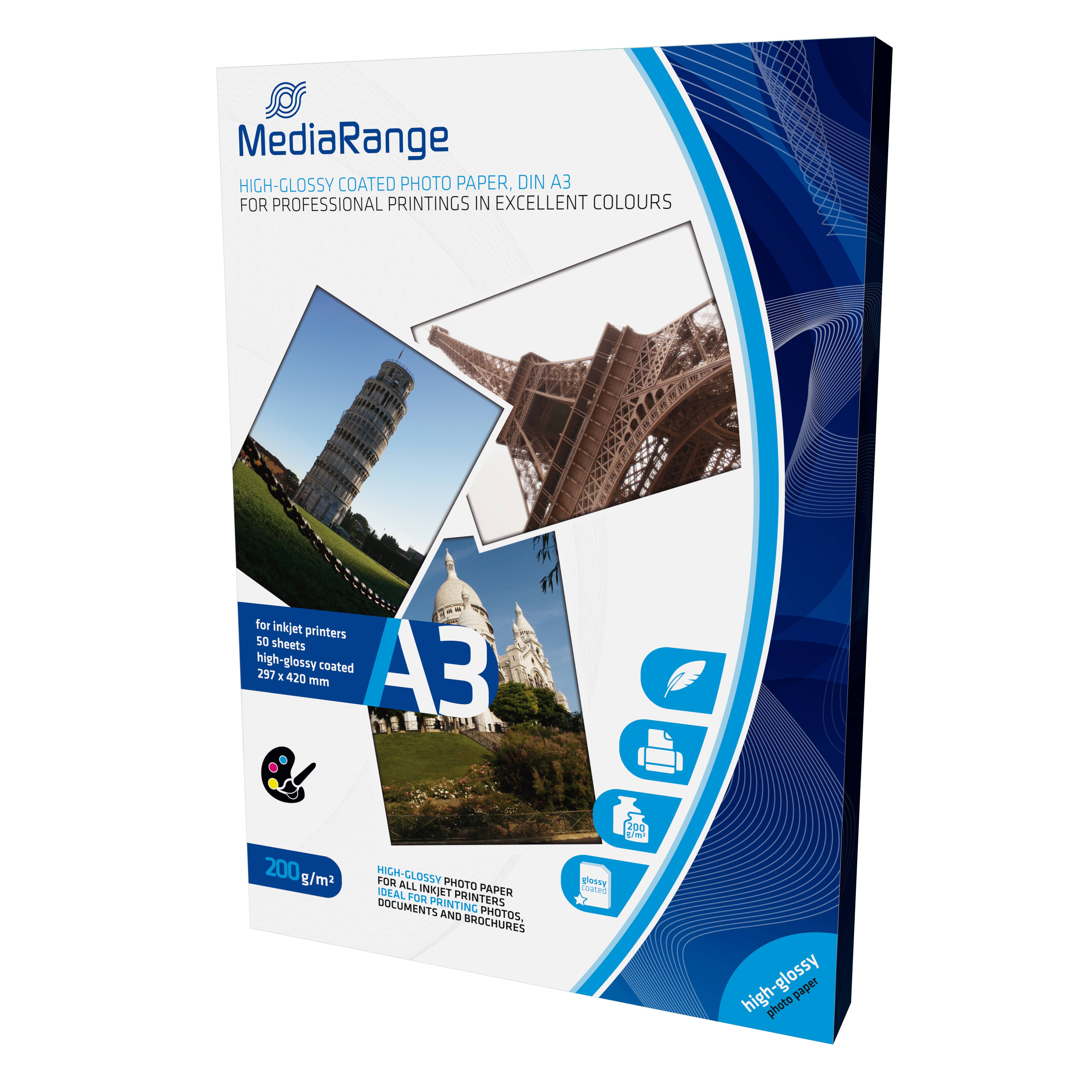 MediaRange - Hochglänzend - beschichtet - weiß - A3 (297 x 420 mm)-1