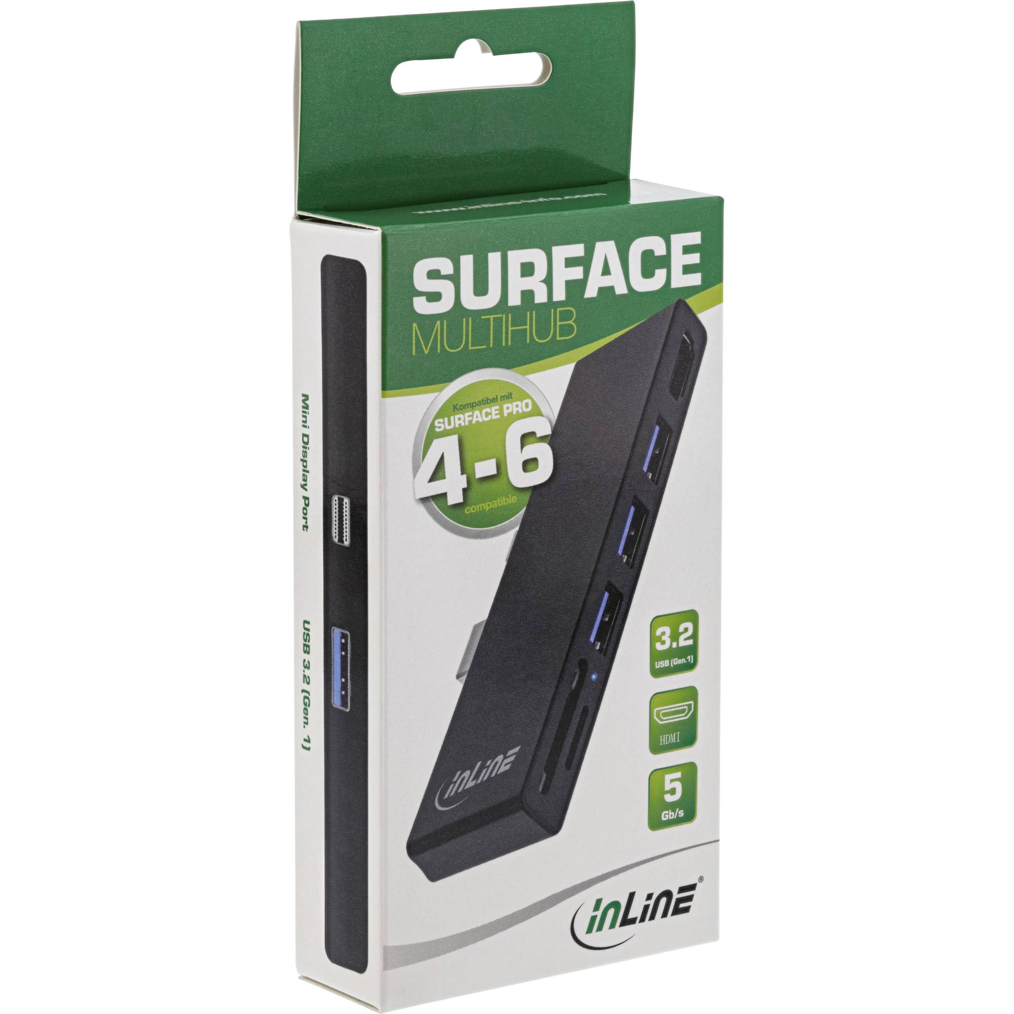 InLine® MultiHub, Surface Pro 4/5/6, 3x USB-A 3.2 Buchse, HDMI 4K, Cardreader-1