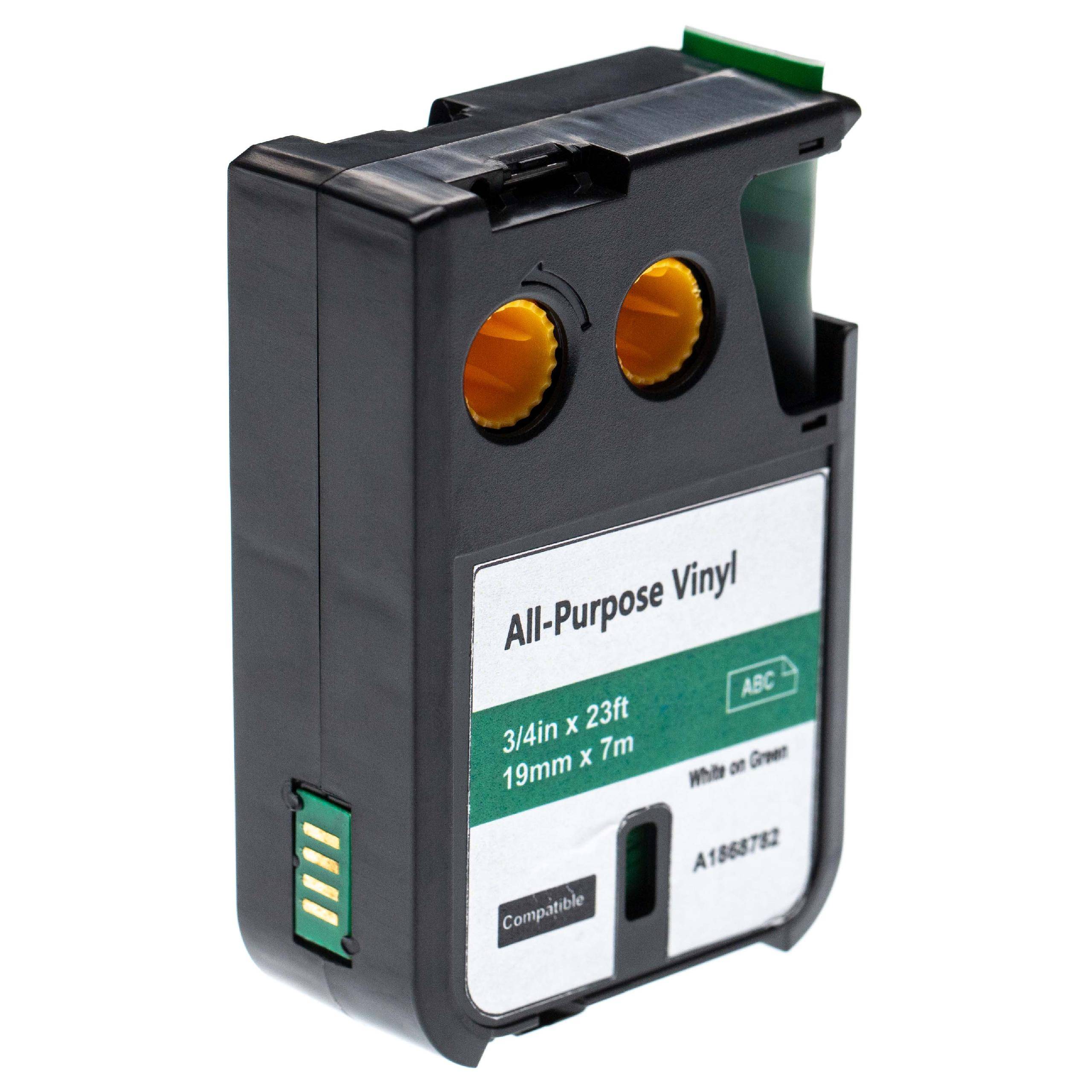 vhbw Schriftband-Kassette kompatibel mit Dymo XTL 500 Series | 300 Series Etiketten-Drucker 7m x 19mm Weiß auf Grün-0