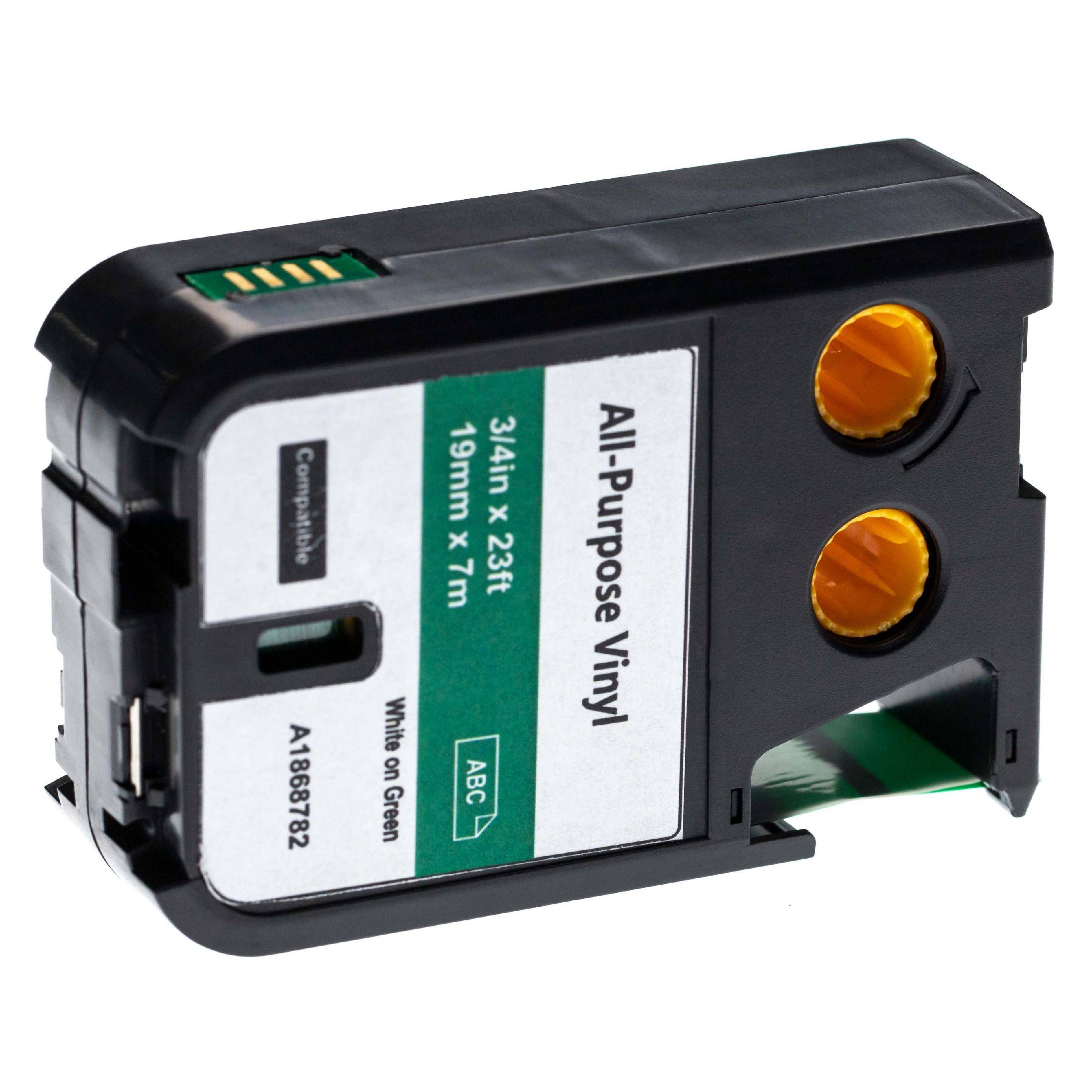 vhbw Schriftband-Kassette kompatibel mit Dymo XTL 500 Series | 300 Series Etiketten-Drucker 7m x 19mm Weiß auf Grün-1