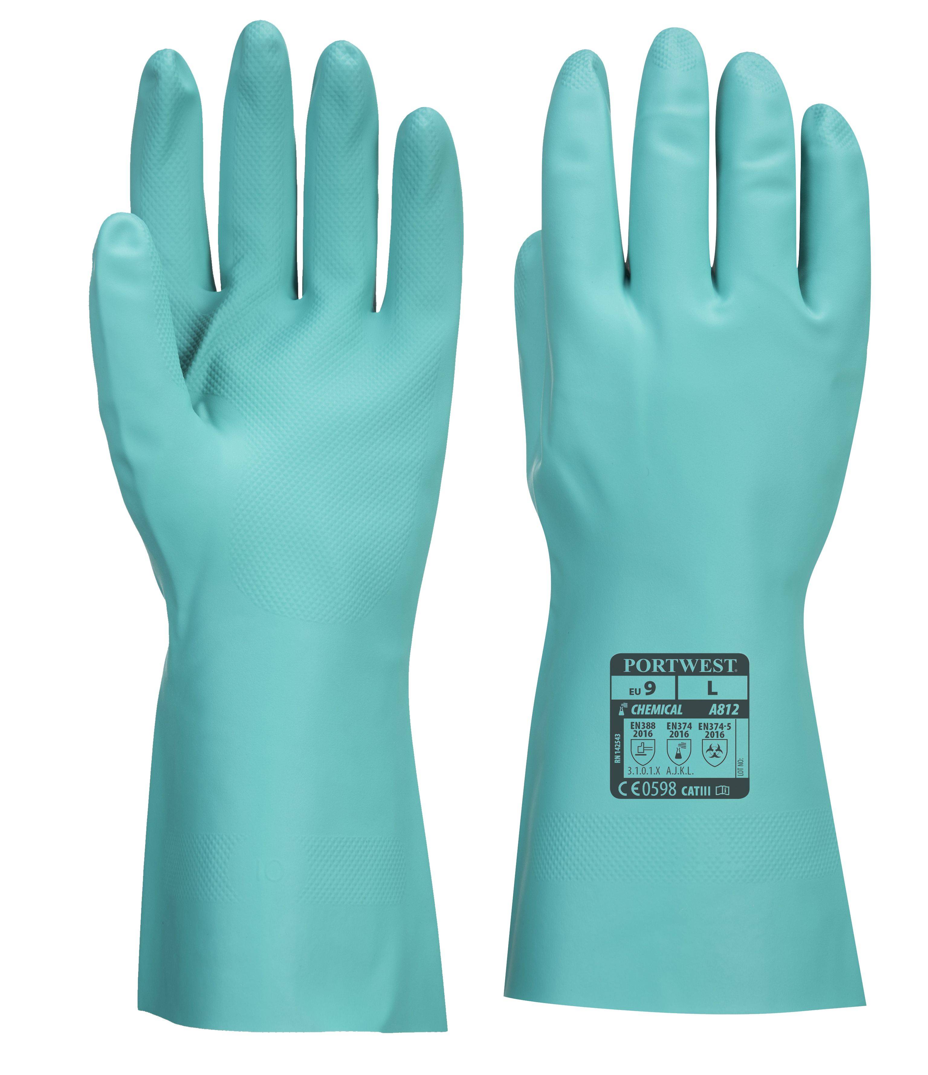 Portwest Nitrosafe Plus Chemikalien Schutzhandschuh Farbe: Grün, Gr.: 9 (L)-0