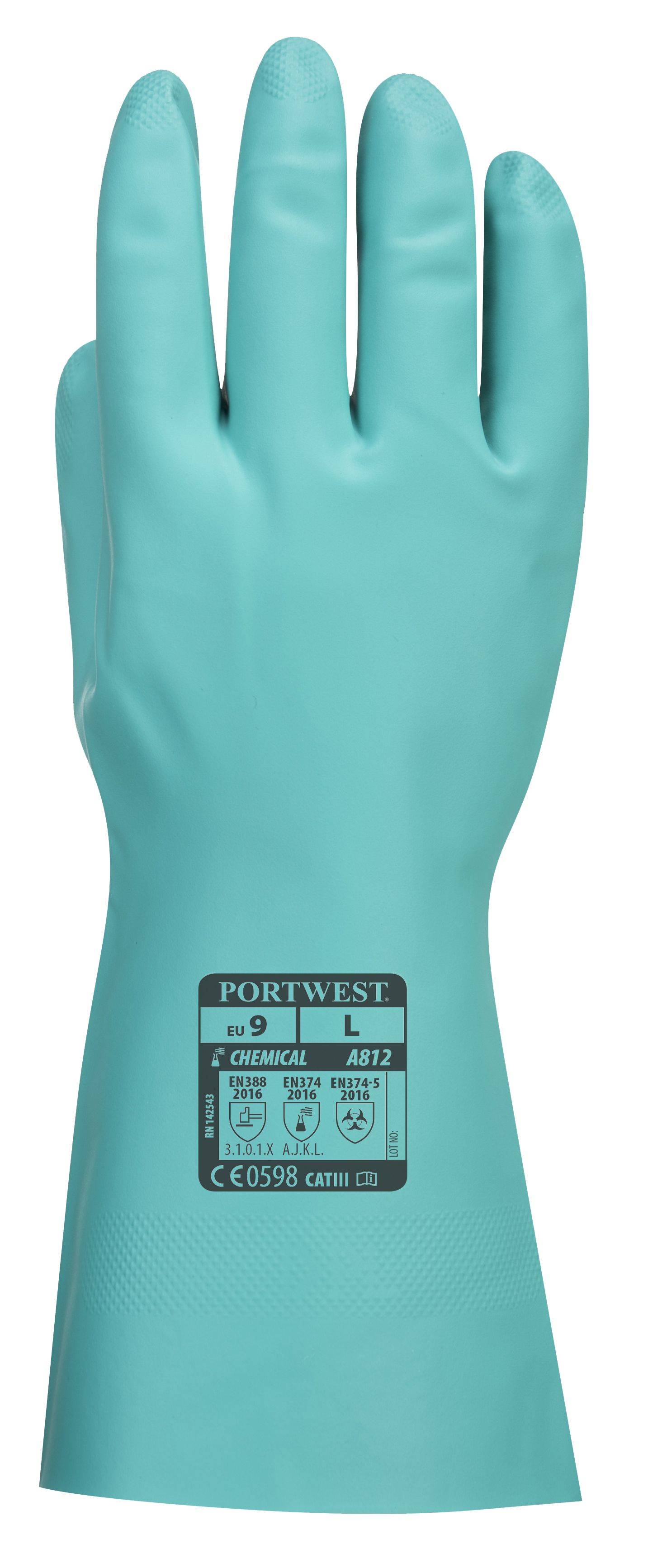 Portwest Nitrosafe Plus Chemikalien Schutzhandschuh Farbe: Grün, Gr.: 9 (L)-1