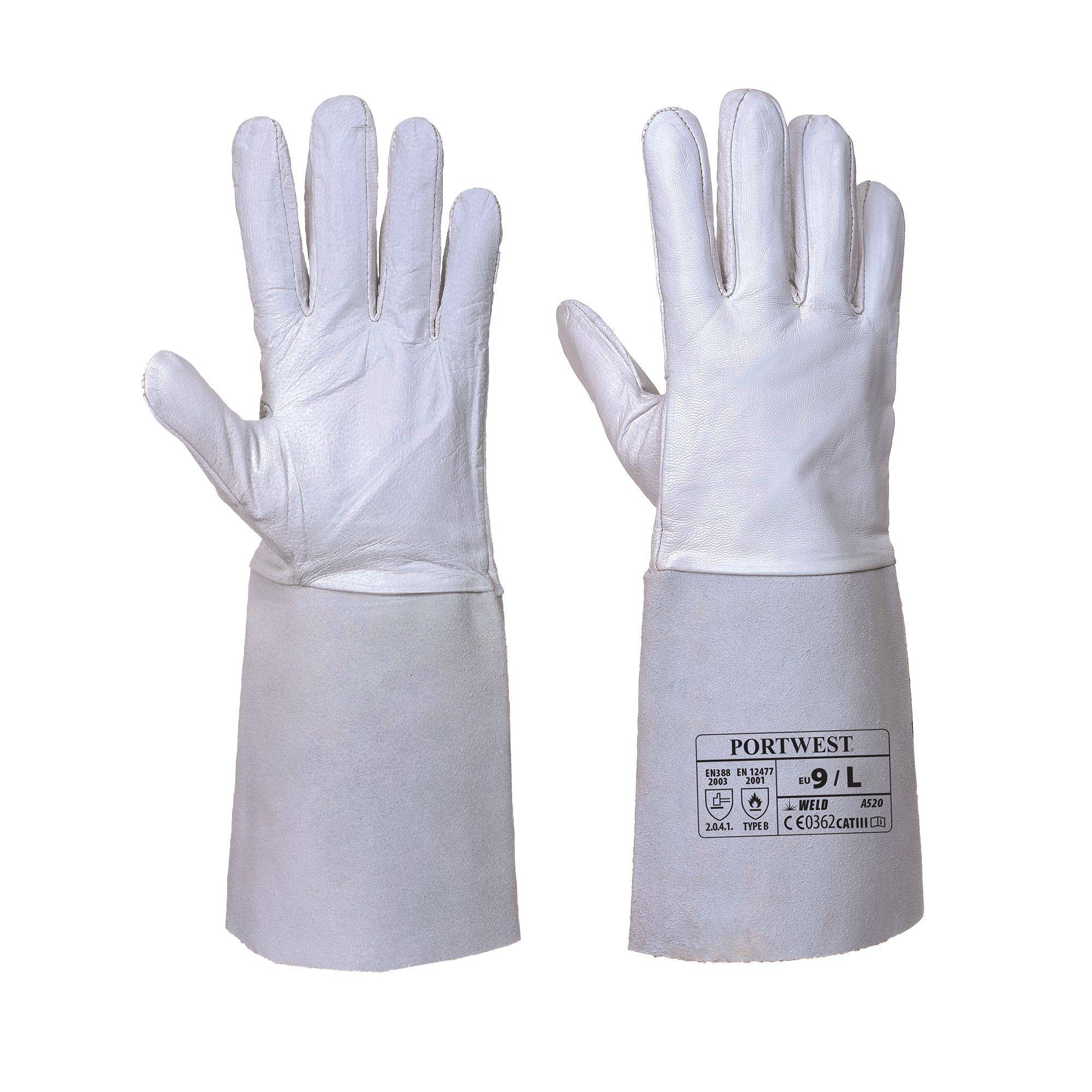 Portwest Premium Tig Schweißer-Stulpenhandschuh Farbe: Grau, Gr.: 9 (L)-0