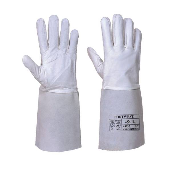Portwest Premium Tig Schweißer-Stulpenhandschuh Farbe: Grau, Gr.: 10 (XL)