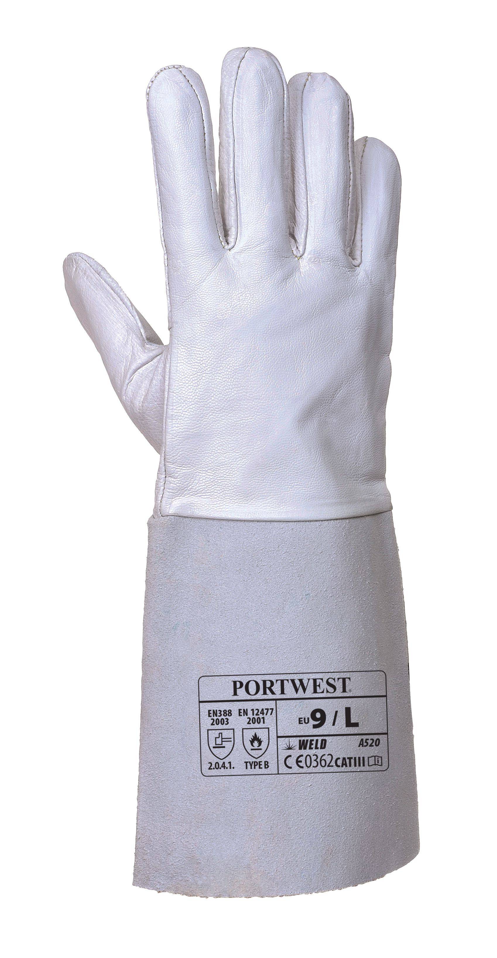 Portwest Premium Tig Schweißer-Stulpenhandschuh Farbe: Grau, Gr.: 10 (XL)-1