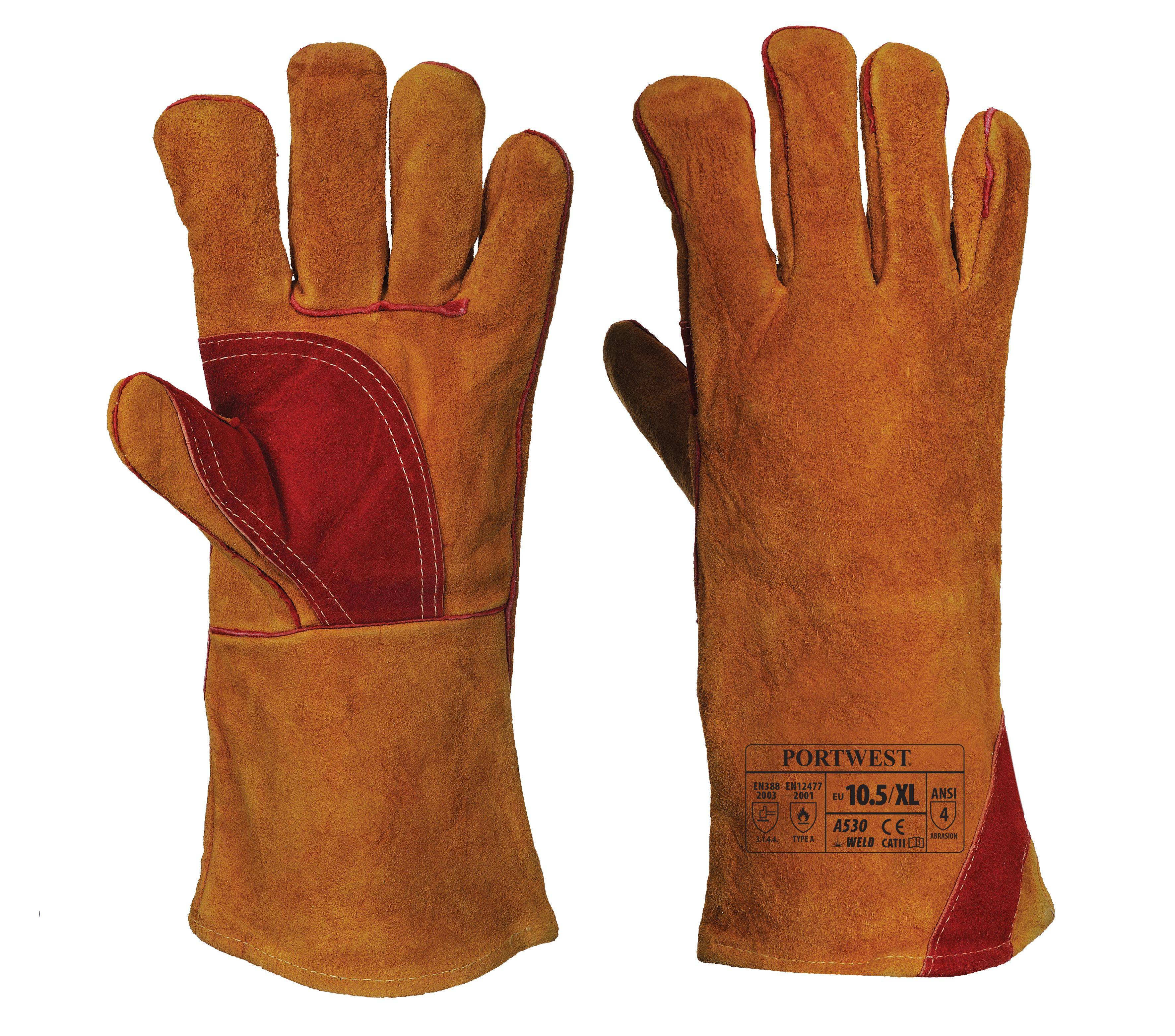 Portwest Verstärkter Schweißer Stulpenhandschuh Farbe: Braun, Gr.: 10 (XL)-0