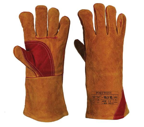 Portwest Verstärkter Schweißer Stulpenhandschuh Farbe: Braun, Gr.: 10 (XL)