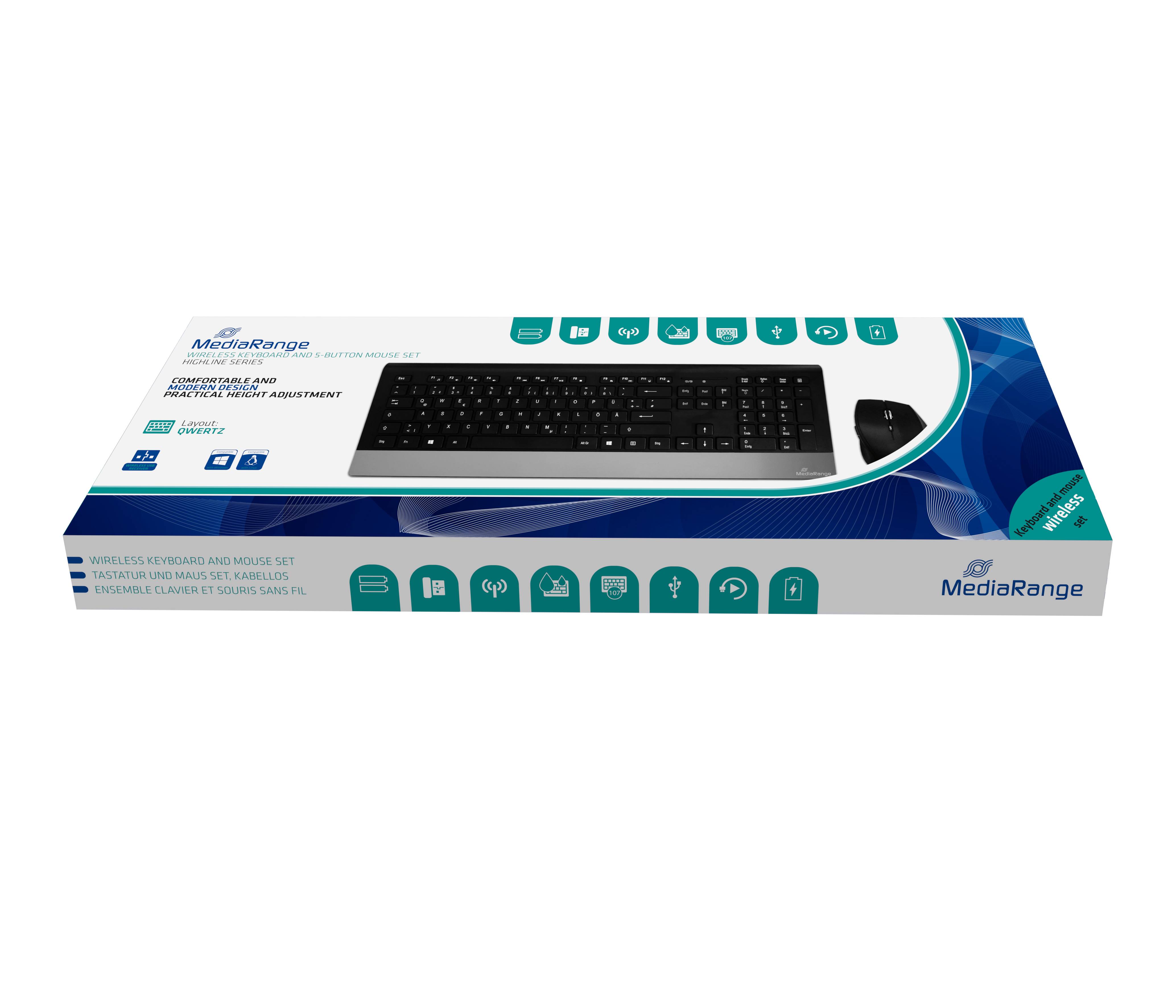 MEDIARANGE MROS105 - Tastatur-und-Maus-Set - kabellos - TL: Deutsch, QWERTZ-1