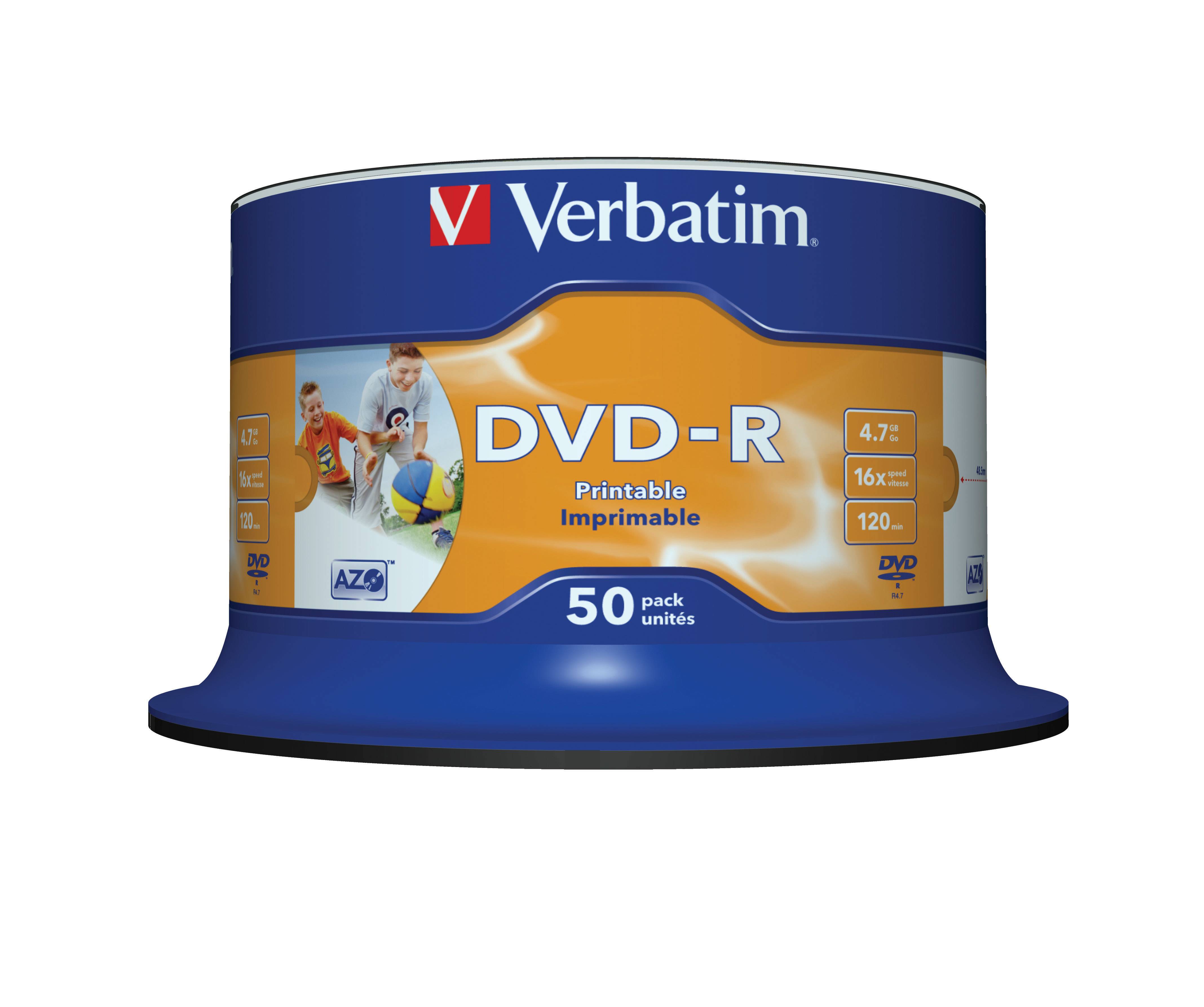 Verbatim - 50 x DVD-R - 4.7 GB 16x - breite bedruckbare Fläche für Fotos-1