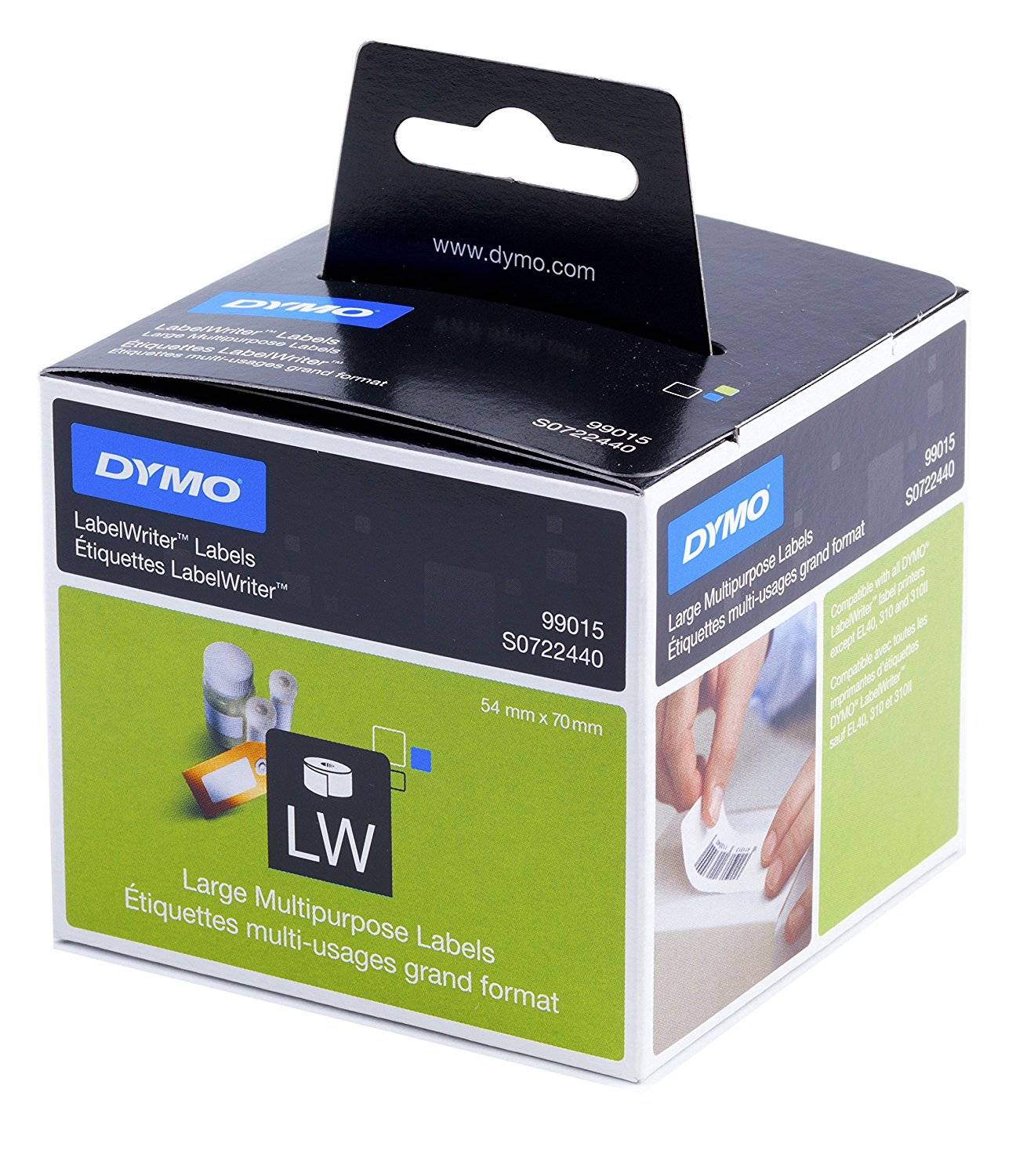 DYMO LabelWriter MultiPurpose - Papier - permanenter Klebstoff - weiß - 54 x 70 mm 320 Etikett(en) (1 Rolle(n)-2