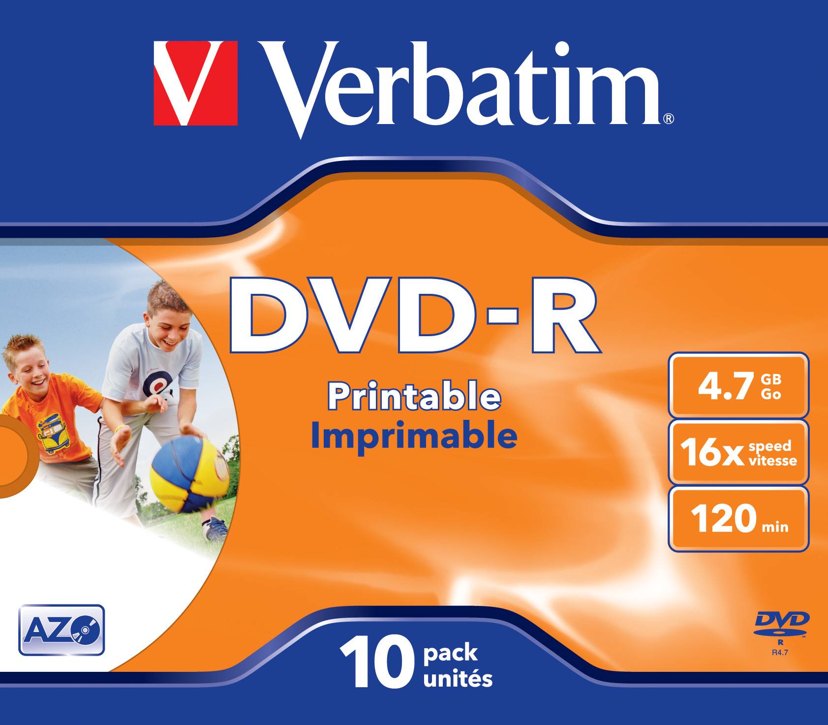 Verbatim 10 x DVD-R - 4.7 GB 16x - breite bedruckbare Fläche für Fotos - Jewel C-2