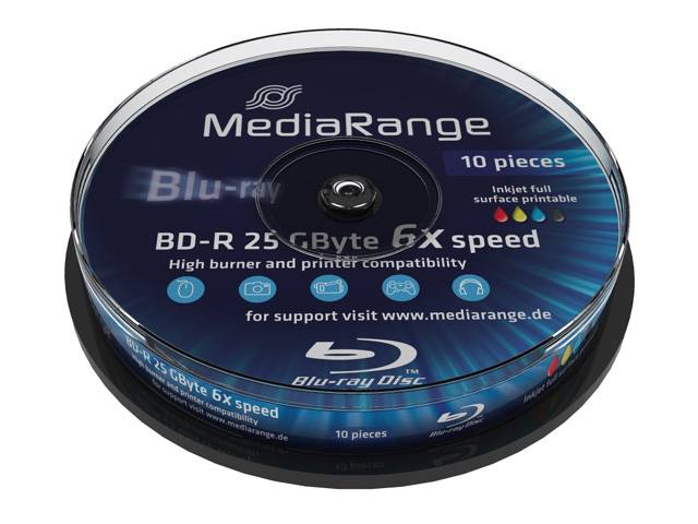 MEDIARANGE Inkjet Fullsurface-Printable - 10 x BD-R - 25 GB 6x - weiß - mit Tint-1