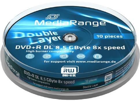 MEDIARANGE 10 x DVD+R DL - 8.5 GB (240 Min.) 8x - Spindel-1