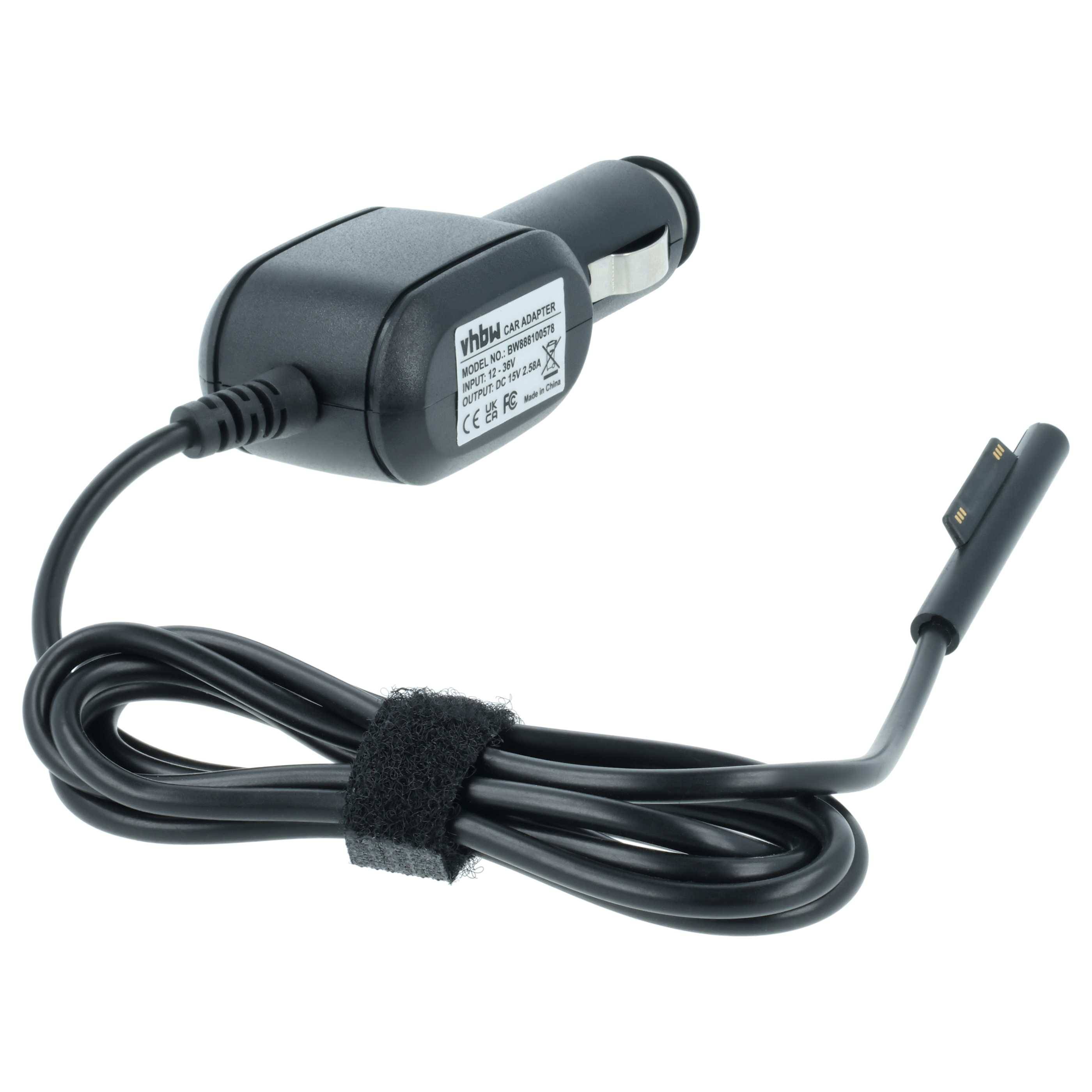 vhbw KFZ-Ladekabel Ersatz für Microsoft 1735 | 1706, 1800, 1736 für Notebook, Tablet - 12V Ladegerät Schwarz 2.58 A-1
