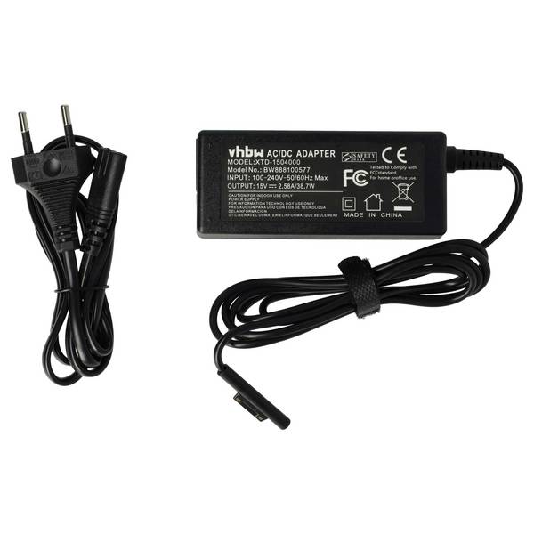 vhbw 220V Netzteil Ladegerät (15 V / 2,58 A) kompatibel mit Microsoft Pro 4 | Pro 2017, Laptop Studio Notebook, Laptop