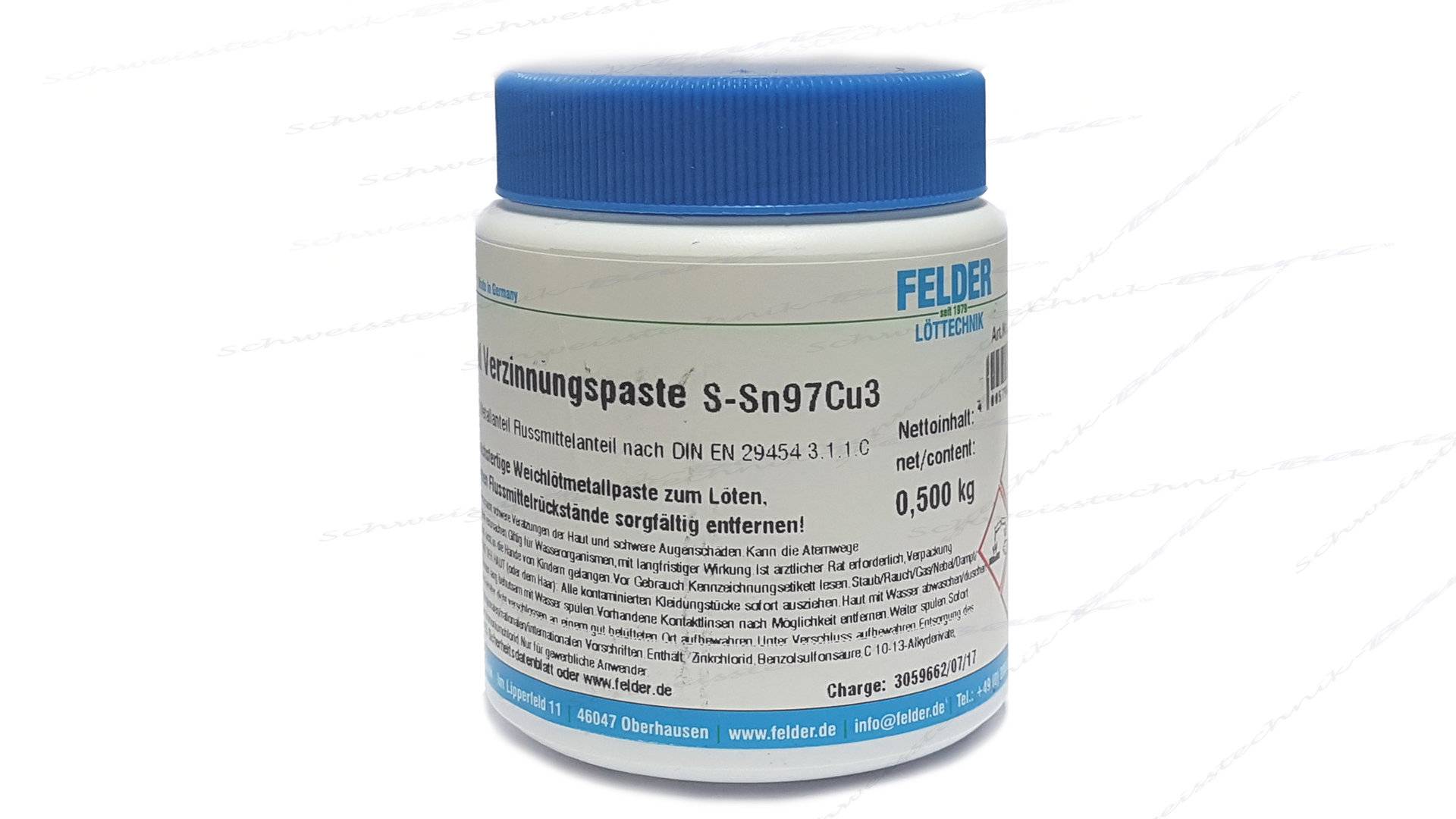 Original Felder 500 g Weichlöt- & Verzinnungspaste S-Sn97Cu3 nach DIN 29454-0