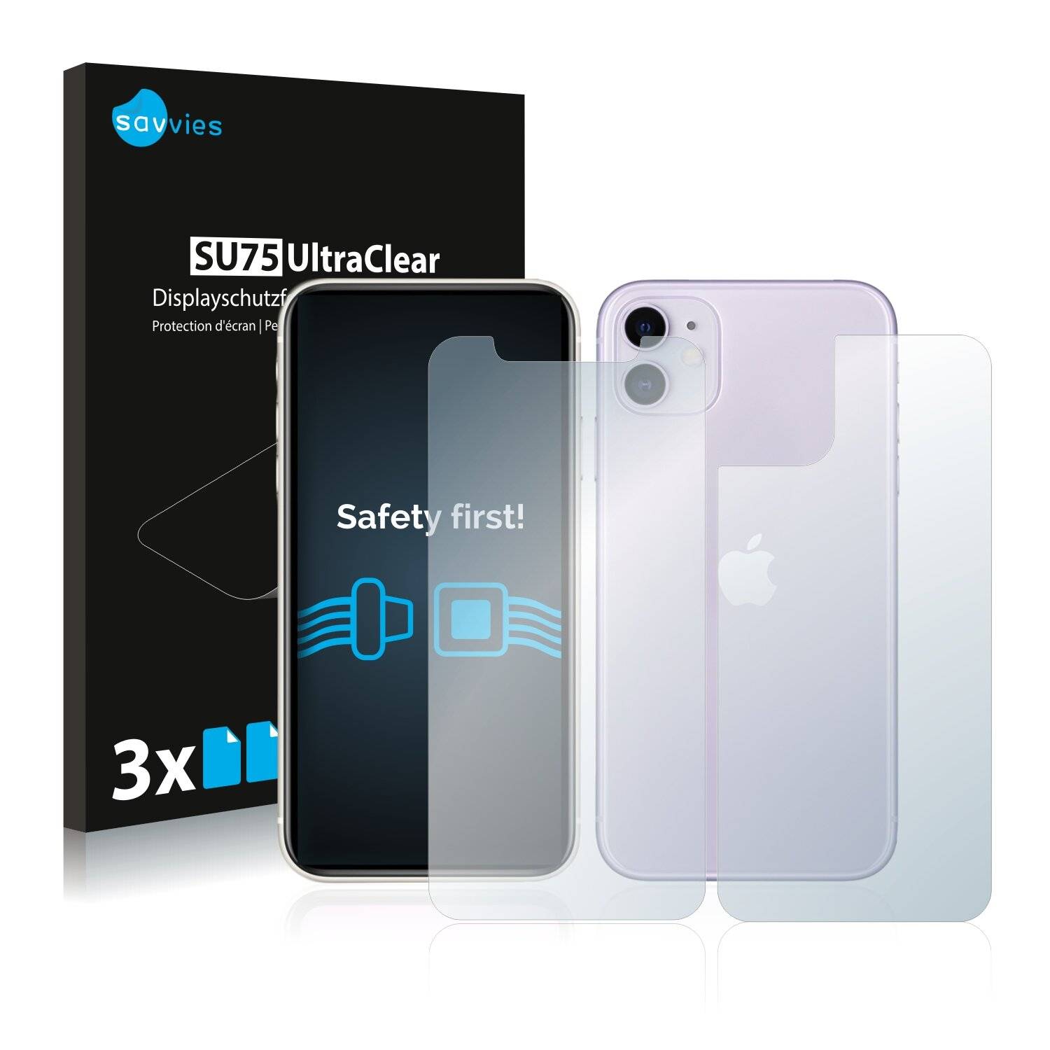 6x Savvies SU75 Displayschutzfolie für Apple iPhone 11 (Vorder +-0