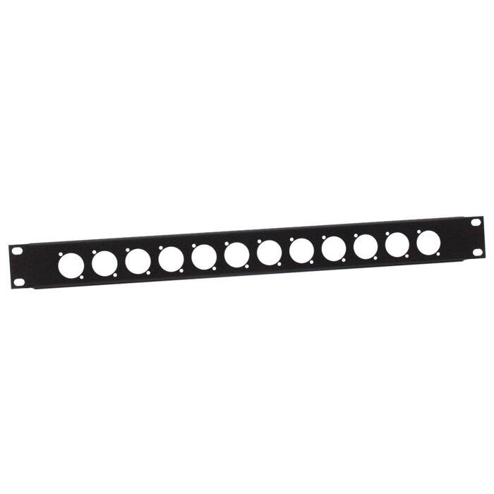 19" U-Rackblende 1 HE für 12 Buchsen