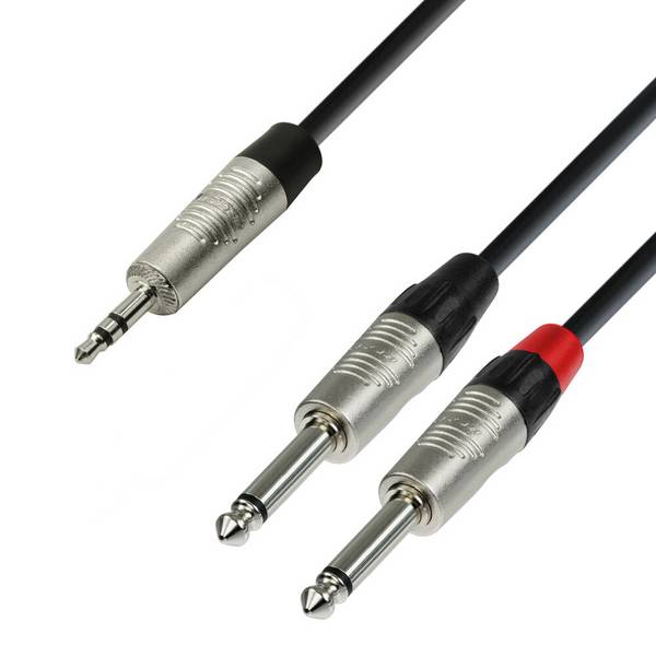 Audiokabel REAN 3,5 mm Klinke stereo auf 2 x 6,3 mm Klinke mono 3 m