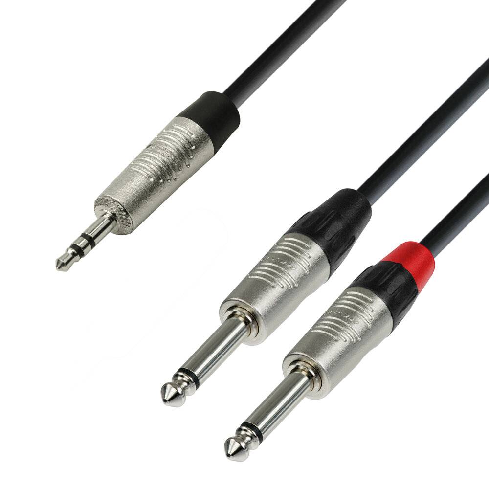 Audiokabel REAN 3,5 mm Klinke stereo auf 2 x 6,3 mm Klinke mono 3 m-0