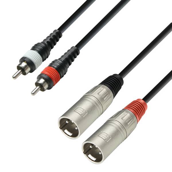 Adam Hall Cables K3 TMC 0600 - Audiokabel ummantelt 2 x RCA Stecker auf 2 x XLR Stecker, 6 m