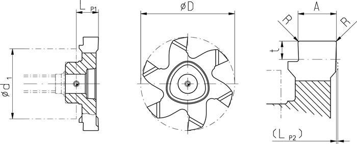 Zirkularfräsplatte P2022 DIN B.1,85mm Sicherungsringeinstiche MIMATIC-2