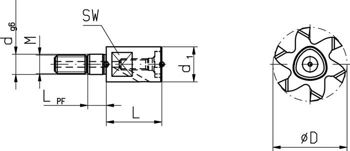 Zirkularfräskörper Polymill P16 D.11mm L.15mm M6 Form B verstärkt MIMATIC-2