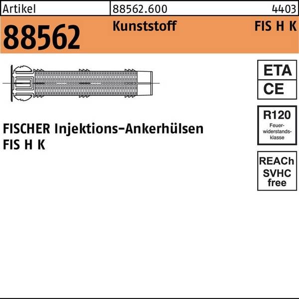 Injektionsankerhülsen R 88562 FIS H 20x 85 K Ku. 20 Stück FISCHER