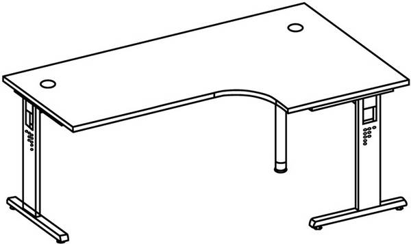 Hammerbacher Schreibtisch Solid, Winkelform 90 °, C-Fuß-Gestell