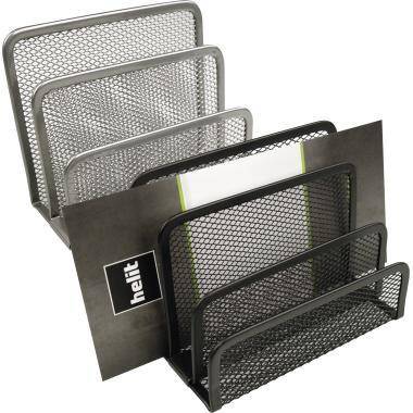 helit Briefständer Mesh H2518395 14x7x9,7cm 3Fächer Metall schwarz-2