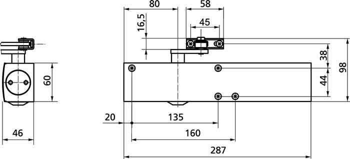 Gestänge zu TS 2000/4000 weiss (RAL 9016) GEZE-2