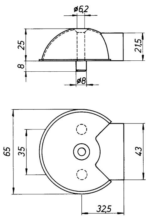 Preisbild für Türpuffer 3847 D.65mm H.25mm VA ma Dübelmontage DENI