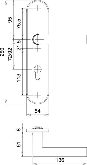 Schutzgarnitur Logo 8745/9203 Alu.F1 92mm 65-75mm EDI-2