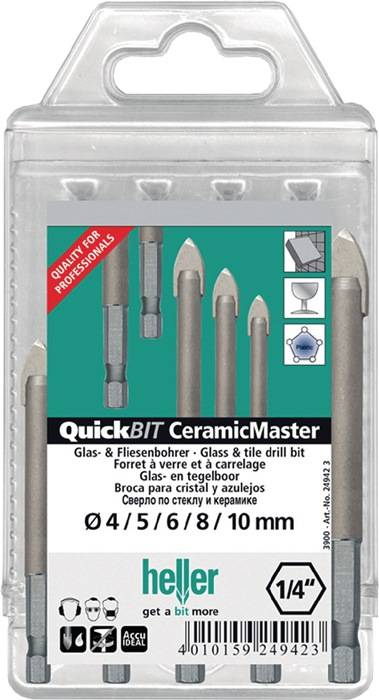 Bohrersatz QuickBit® Ceramik Master 5-tlg.D.4,5,6,8,10mm Schaft 6 kant HELLER-0