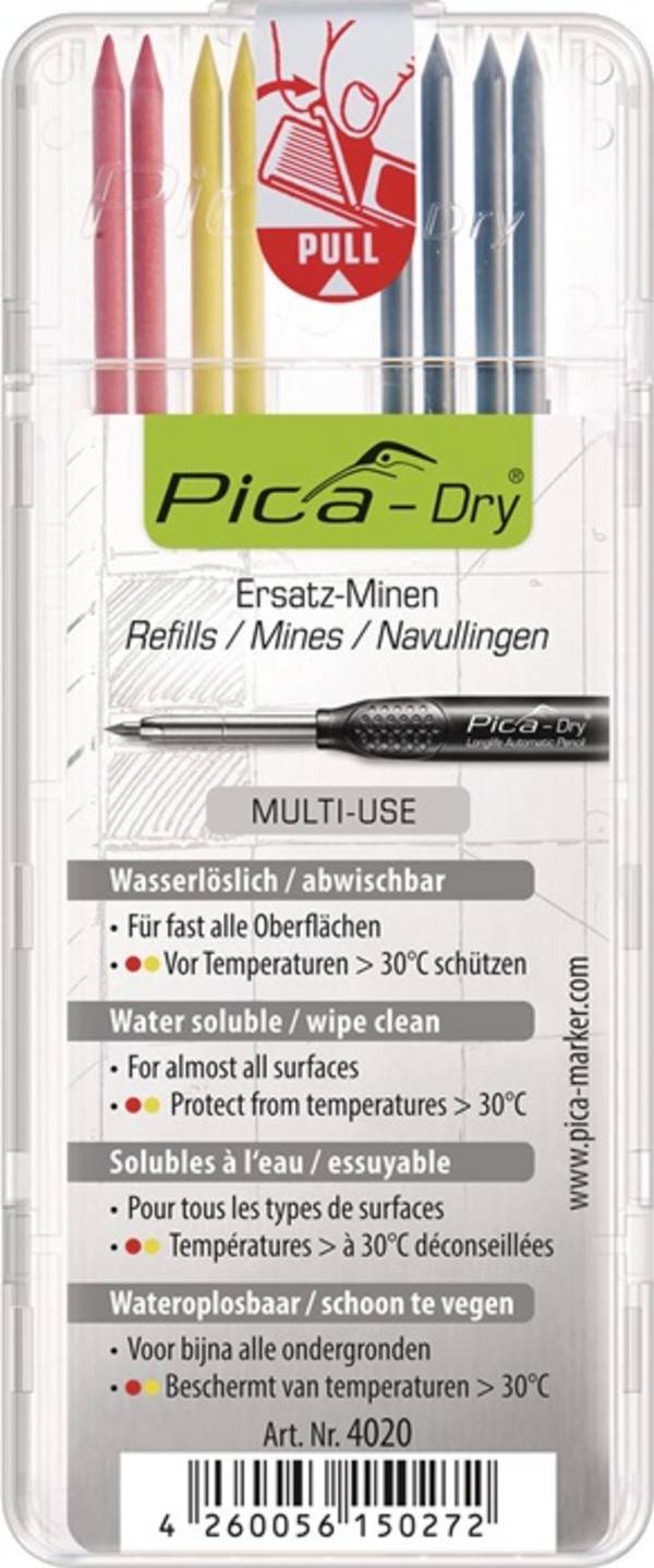 Minen-Set für Tieflochmarker Pica-Dry Graphit, gelb, rot Pica - Artikel: 4260056150272