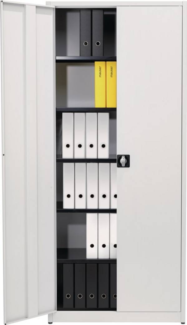Flügeltürenschrank H2200xB950xT500mm lichtgrau/lichtgrau 5 BD MAUSER