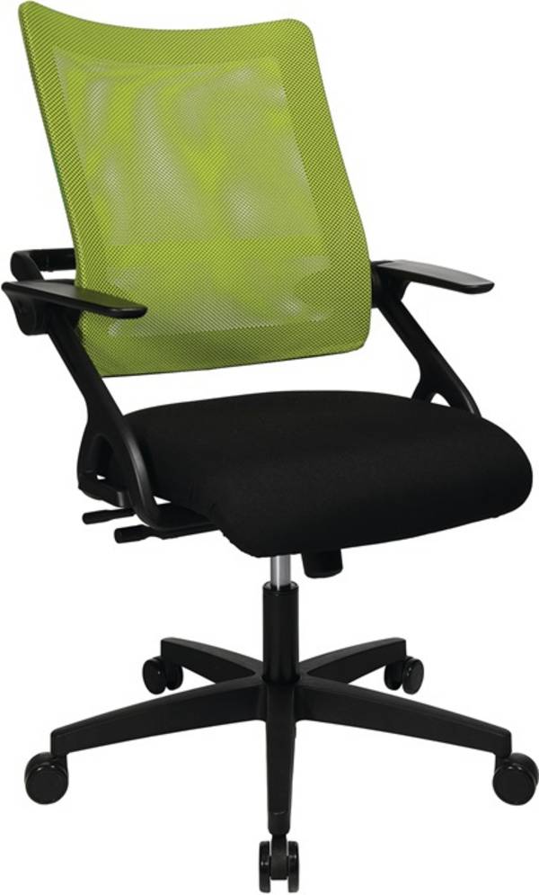 Bürodrehstuhl m.Wippmechanik grün/schwarz 420-550mm m.Armlehnen Trgf.110kg