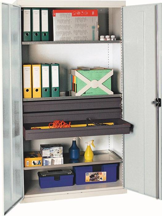 Werkzeug-/Beistellschrank H1800xB1000xT500mm 3Schubl.,3Bd.lichtgrau/lichtgrau-0