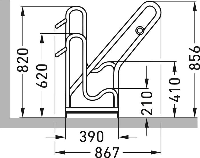 Fahrradständerreihenanlage 4504 XBF 1-s.90Grad verz.Anz.Radstände 4 z.Schr.WSM-1