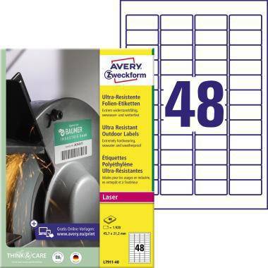 Avery Zweckform Etikett L7911-40 45,7x21,2mm ws 1920 St./Pack.-0