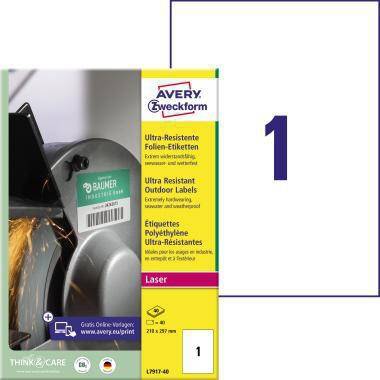 Avery Zweckform Etikett L7917-40 210x297mm ws 40 St./Pack.-0