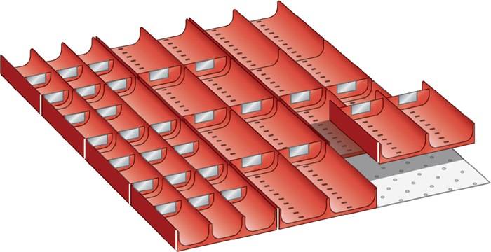 Schubladenunterteilungsmaterial Front-H.150mm 3 Trenn-/2 Schlitzwände LISTA