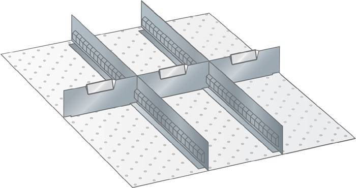 Schubladenunterteilungsmaterial Front-H.75mm 3 Trenn-/2 Schlitzwände LISTA