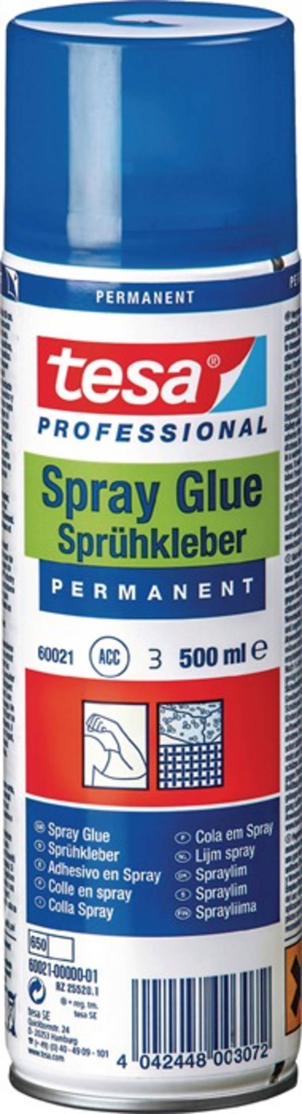 Sprühkleber permanent 60021 transp.500 ml Spraydose TESA
