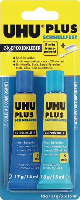 2K-Epoxidharzklebstoff PLUS SCHNELLFEST 35g farblos Tube UHU-0